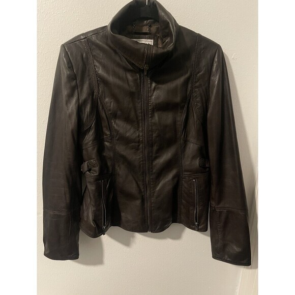 Pelle Studio Womens Vintage Leather Jacket Coat Size L Soft Zipper Sleeve Brown - Picture 4 of 15